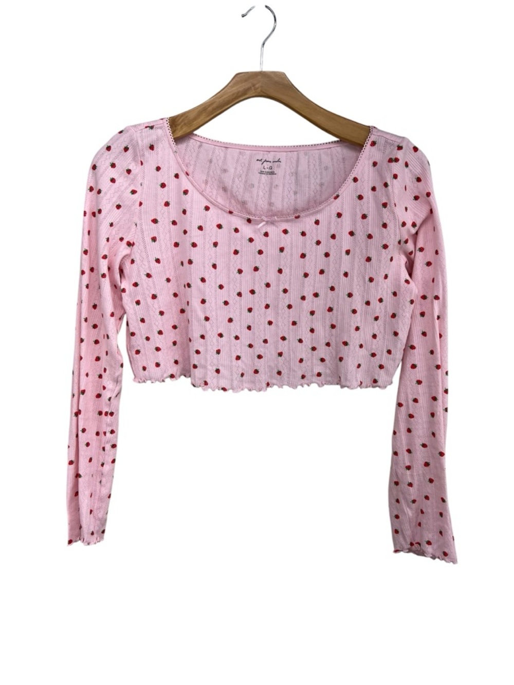 Out from Under Urban Outfitters Strawberry Print Pointelle Set Crop Top Large